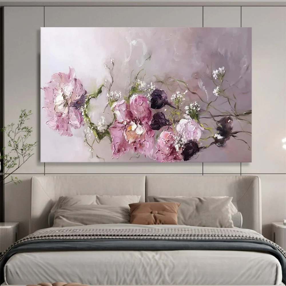 Baby Breath Gray - handmade textured painting for entryway